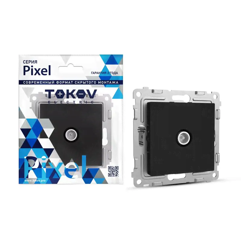 Розетка TV TOKOV ELECTRIC Pixel, карбон