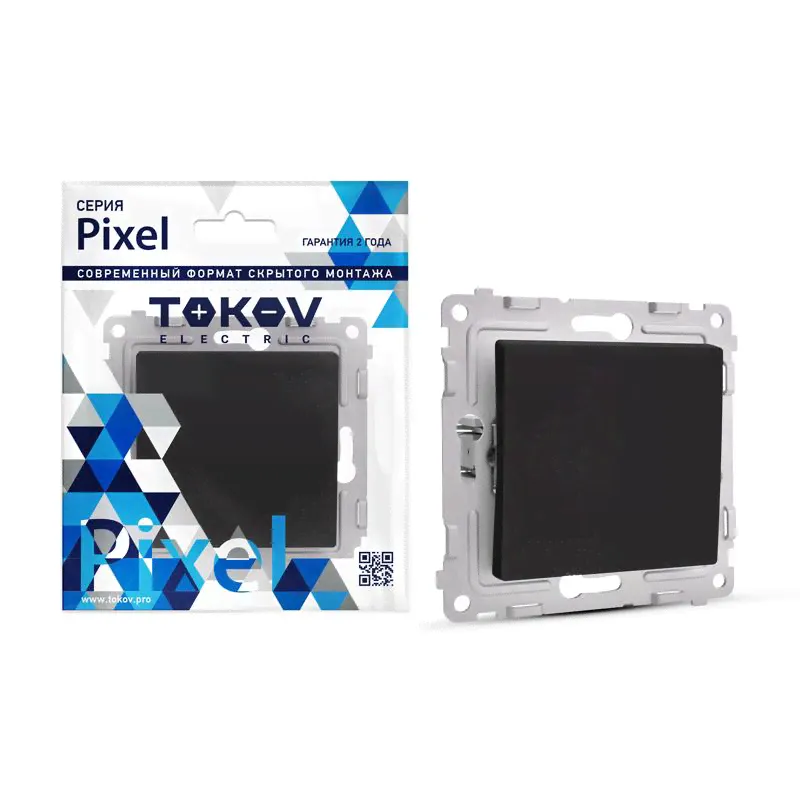 Выключатель 1-кл. СП Pixel 10А IP20 механизм карбон TOKOV ELECTRIC TKE-PX-V1-C14-0