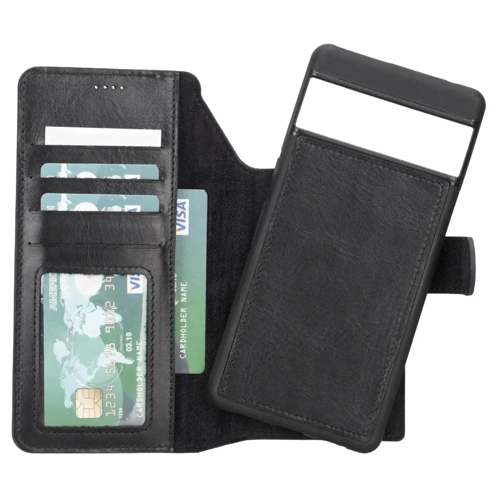 Google Pixel 7 Series Detachble Leather Magic Wallet Case - Google Pixel 7 Pro / Black-0