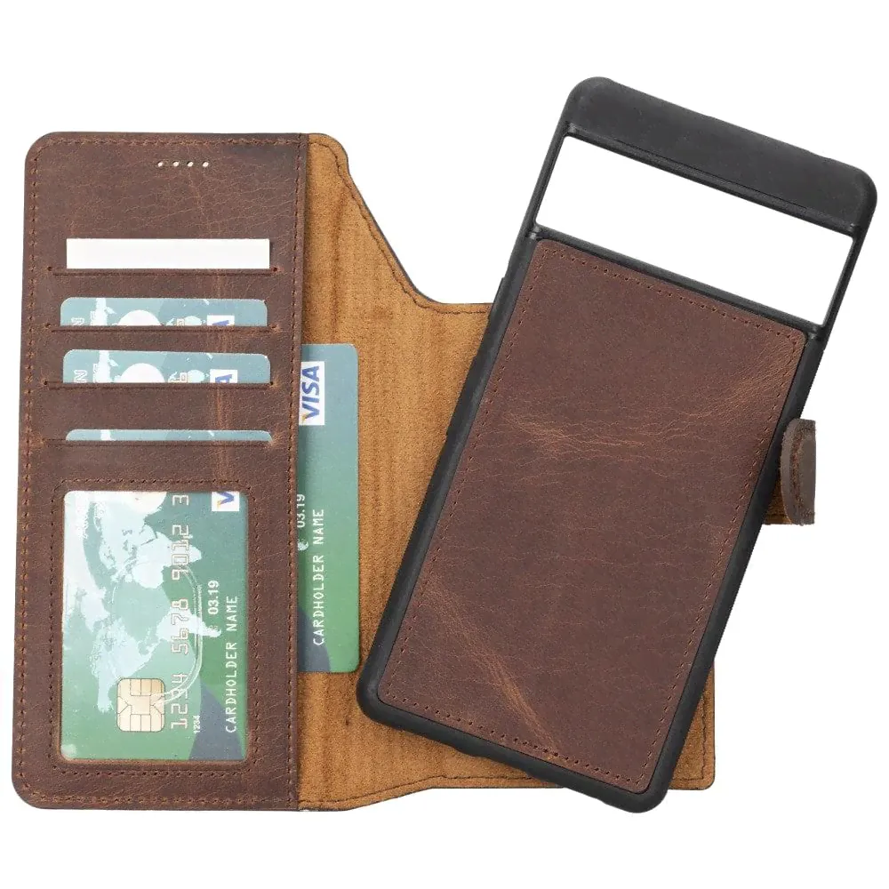 Google Pixel 7 Series Detachble Leather Magic Wallet Case - Google Pixel 7 Pro / Brown-0