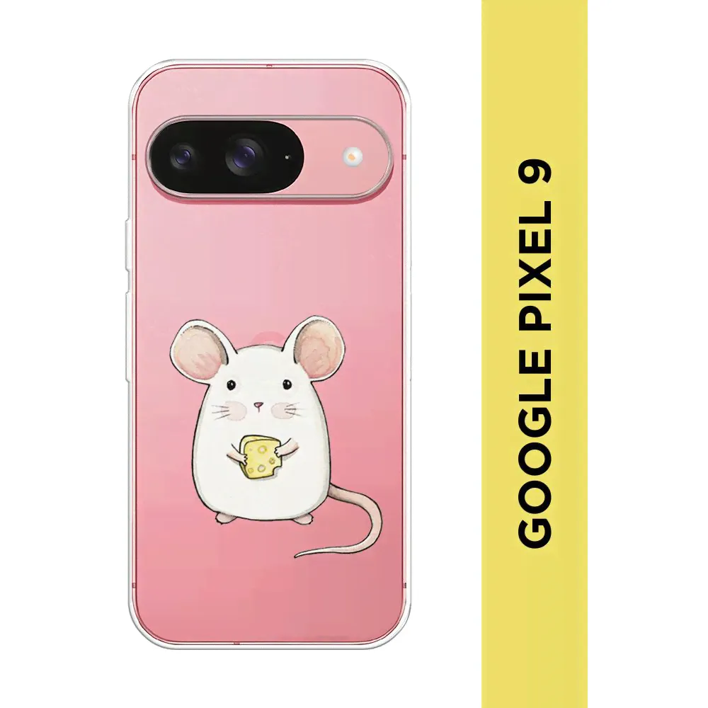 Силиконовый чехол на Google Pixel 9 / Гугл Пиксель 9 "Мышка", прозрачный